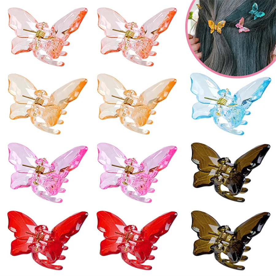 mini pince cheveux crabe papillon transparent