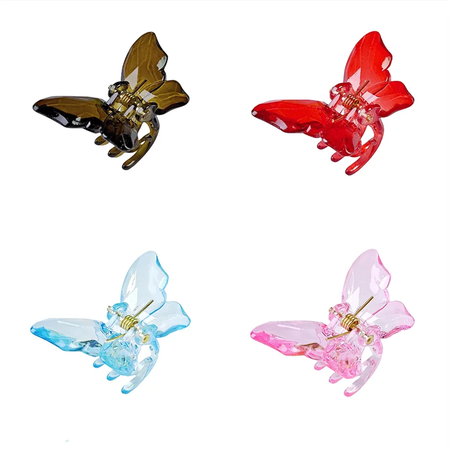 mini pince cheveux crabe papillon transparent