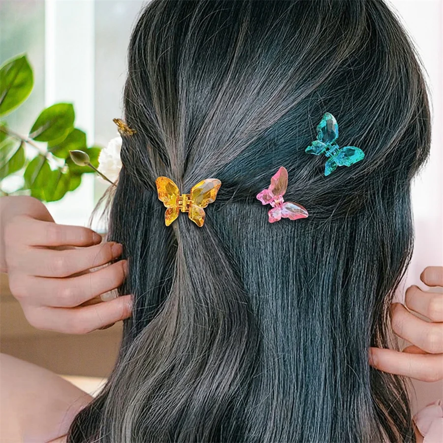 mini pince cheveux crabe papillon transparent