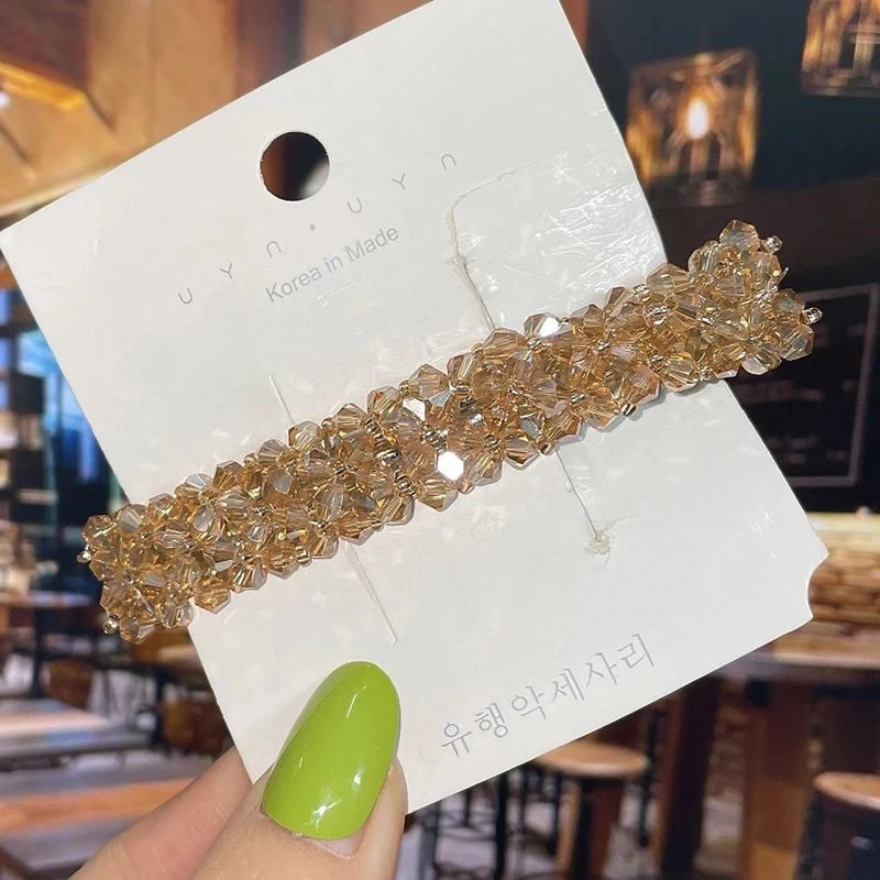 pince à cheveux allongée en crystal