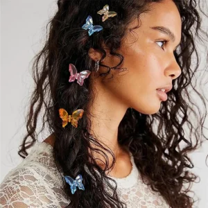 mini pince cheveux crabe papillon transparent