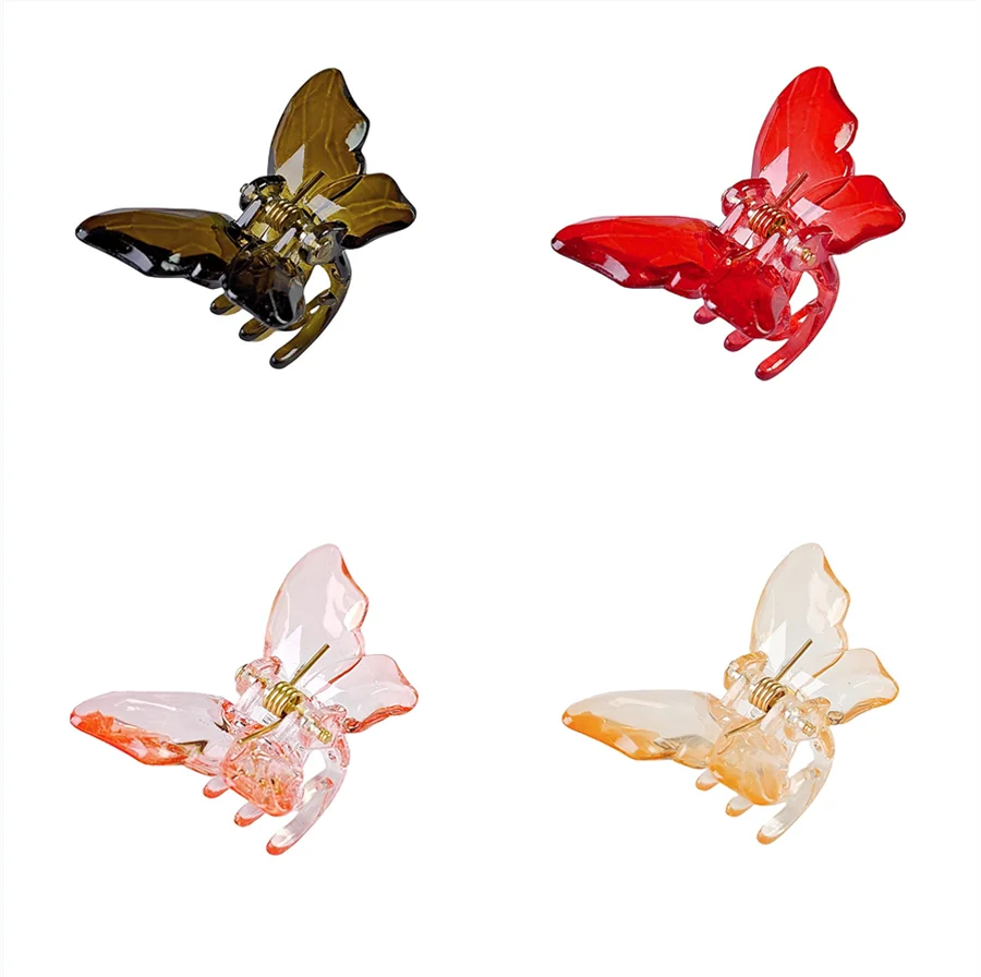 mini pince cheveux crabe papillon transparent