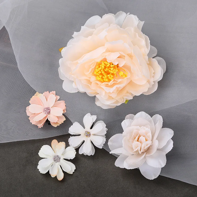 ensemble de pinces cheveux fleur en soie