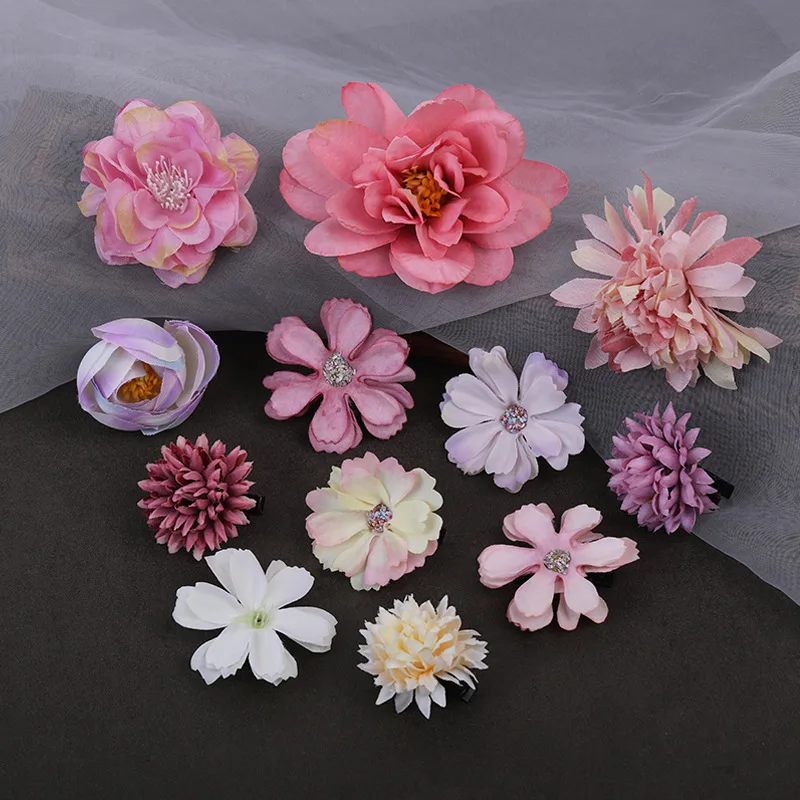 ensemble de pinces cheveux fleur en soie