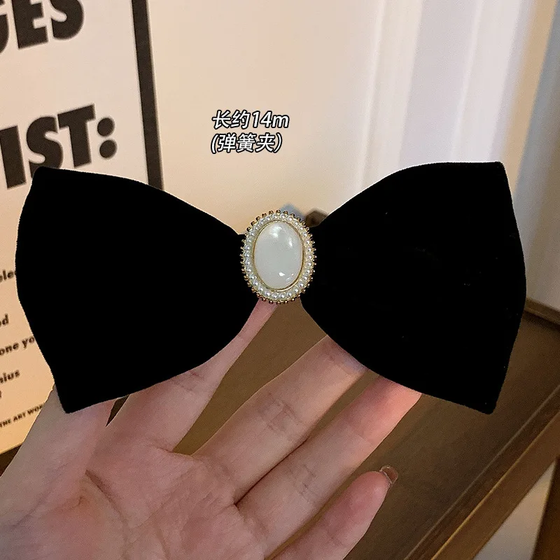 pince cheveux noeud en velours noir