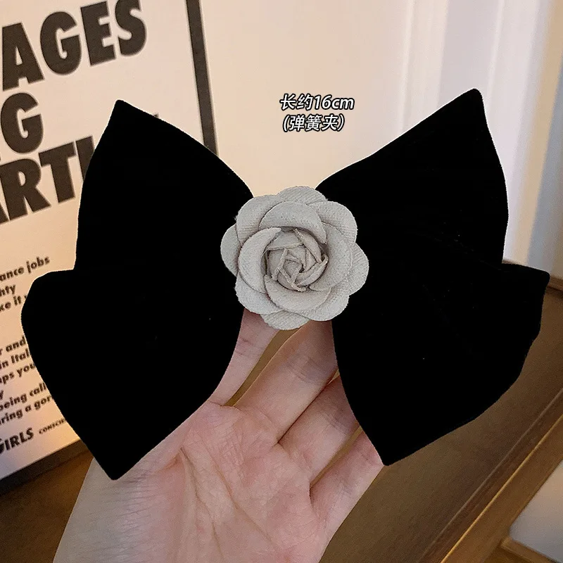 pince cheveux noeud en velours noir