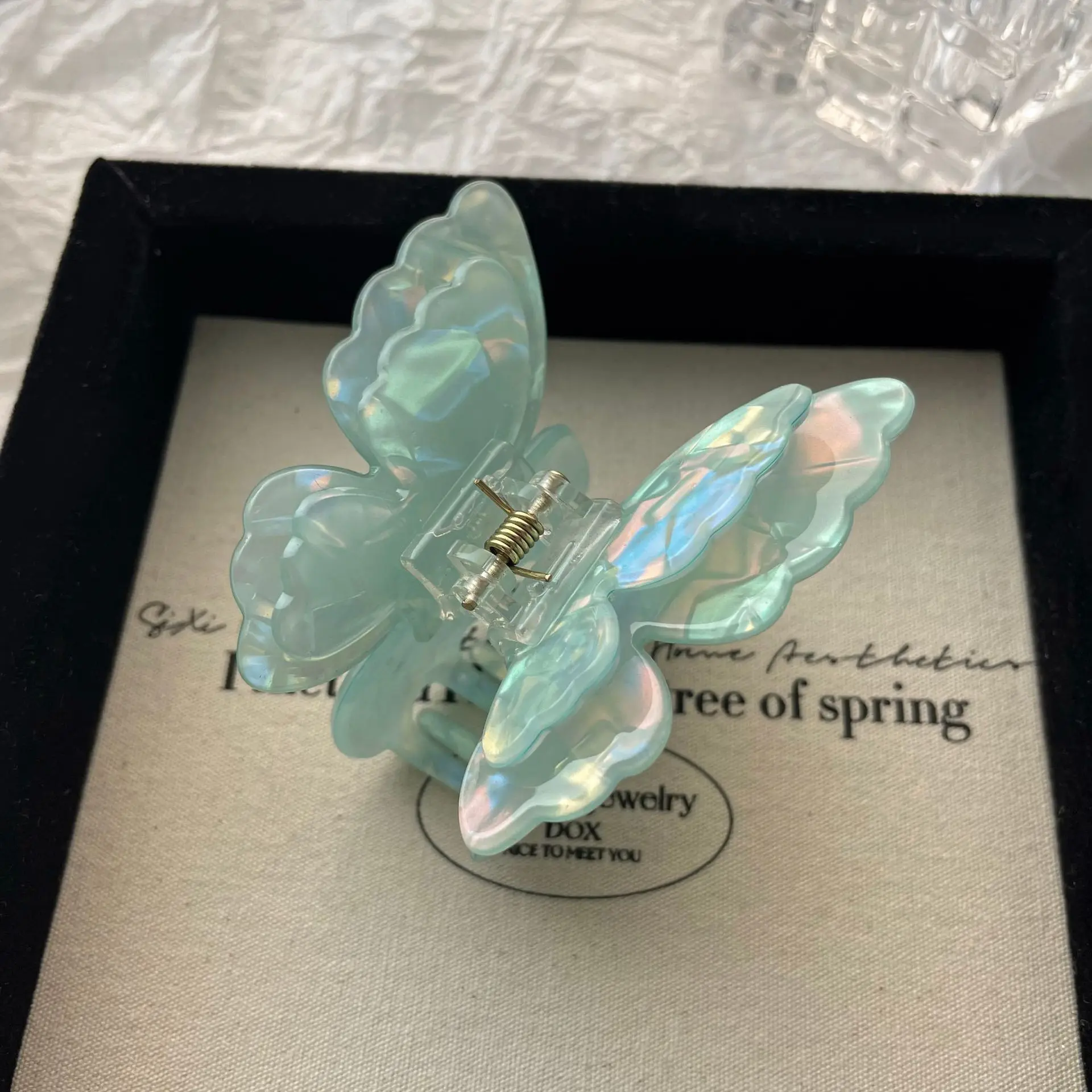 pince à cheveux papillon nacrée – barrette en acétate style féerique