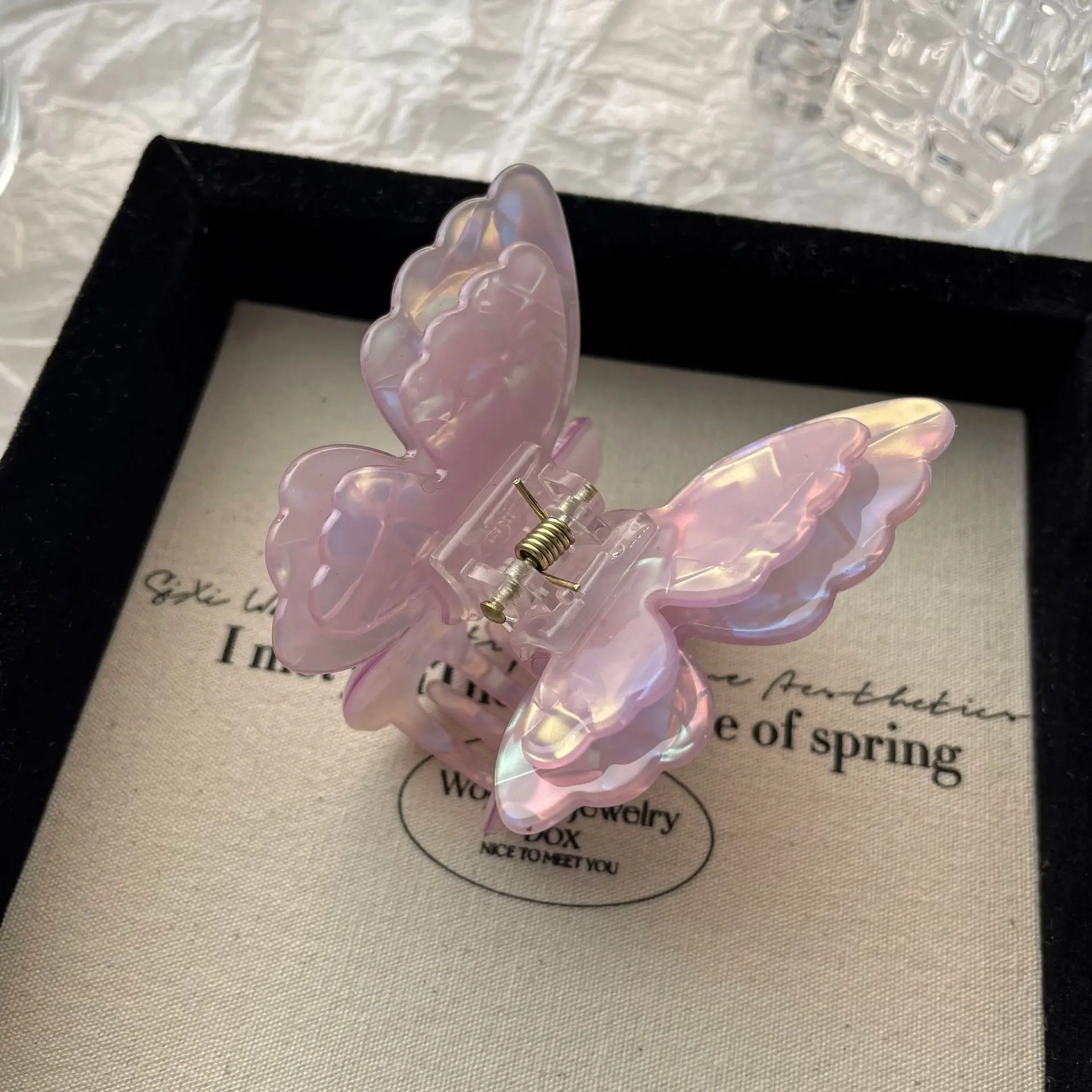 pince à cheveux papillon nacrée – barrette en acétate style féerique