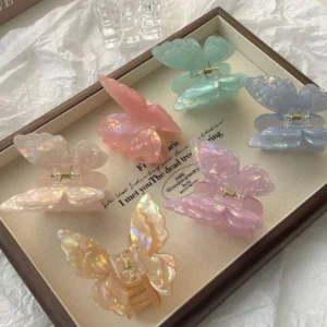 pince à cheveux papillon nacrée – barrette en acétate style féerique