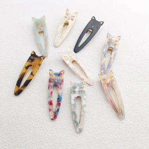 lot de 2 barrettes chat en acétate – pinces à cheveux mignonnes & chic