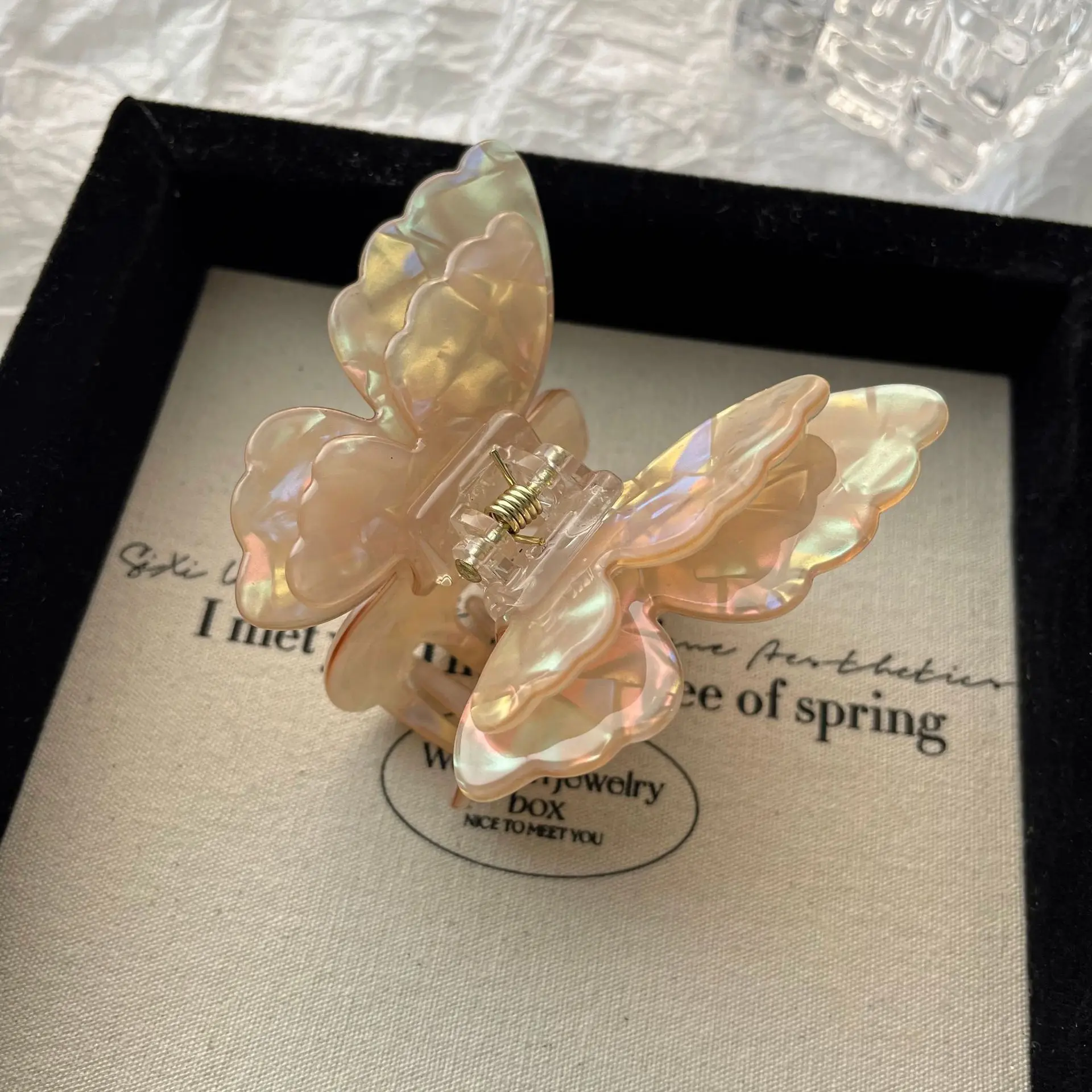 pince à cheveux papillon nacrée – barrette en acétate style féerique