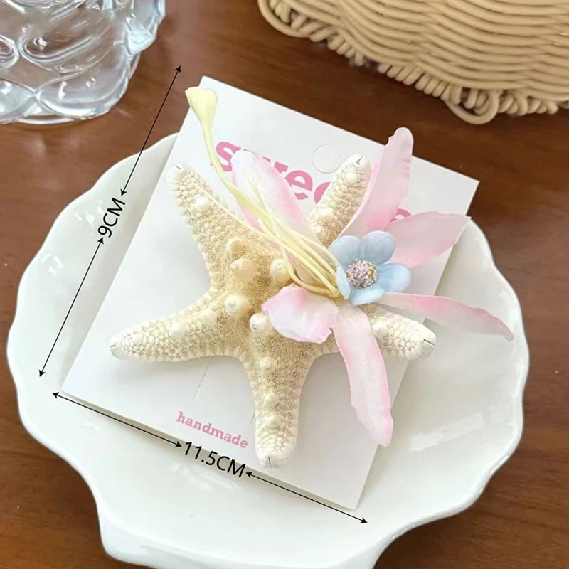 pince cheveux étoile de mer et fleurs – accessoire marine style sirène