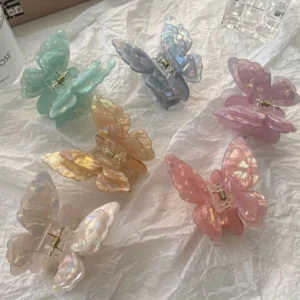 pince à cheveux papillon nacrée – barrette en acétate style féerique