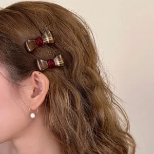 lot de 2 petites barrettes cheveux nœuds en résine idéal frange et mèches