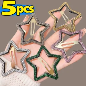 lot de 5 barrettes étoile en strass pinces cheveux clic clac y2k