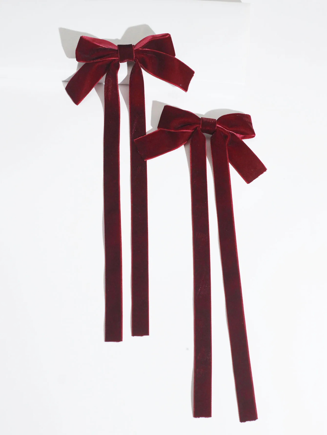 lot de 2 barrettes nœud en velours pinces à cheveux rubans longs