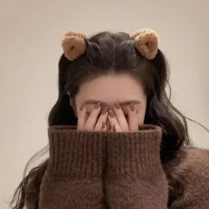 petite pince crabe oreilles de chat en peluche accessoire cheveux