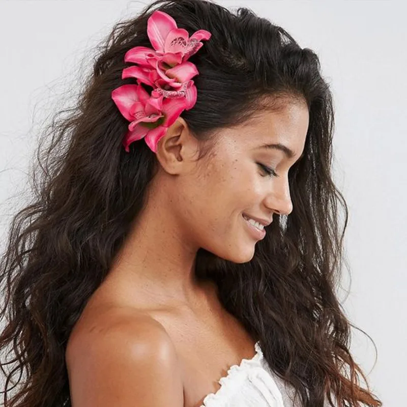 pince à cheveux fleur orchidée tropicale accessoire mariage plage