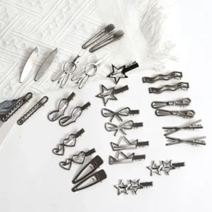 lot 28 barrettes cheveux femme métal pinces y2k bec de canard