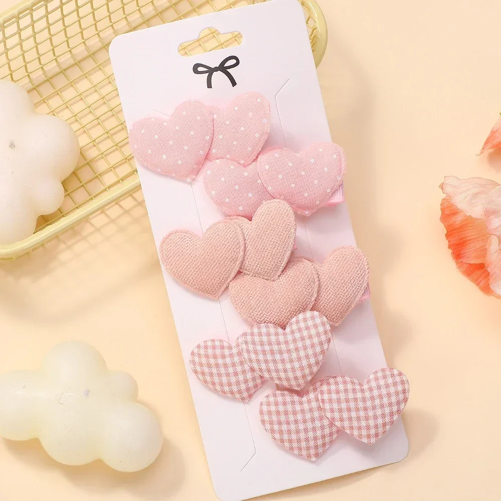 lot 6 barrettes cheveux fille pinces motif cœur