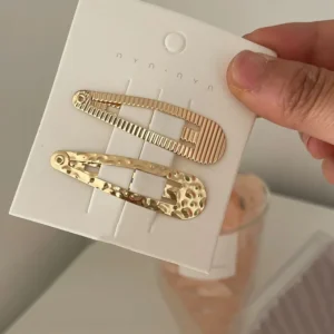lot de 2 barrettes clic clac en métal doré martelé pinces femme