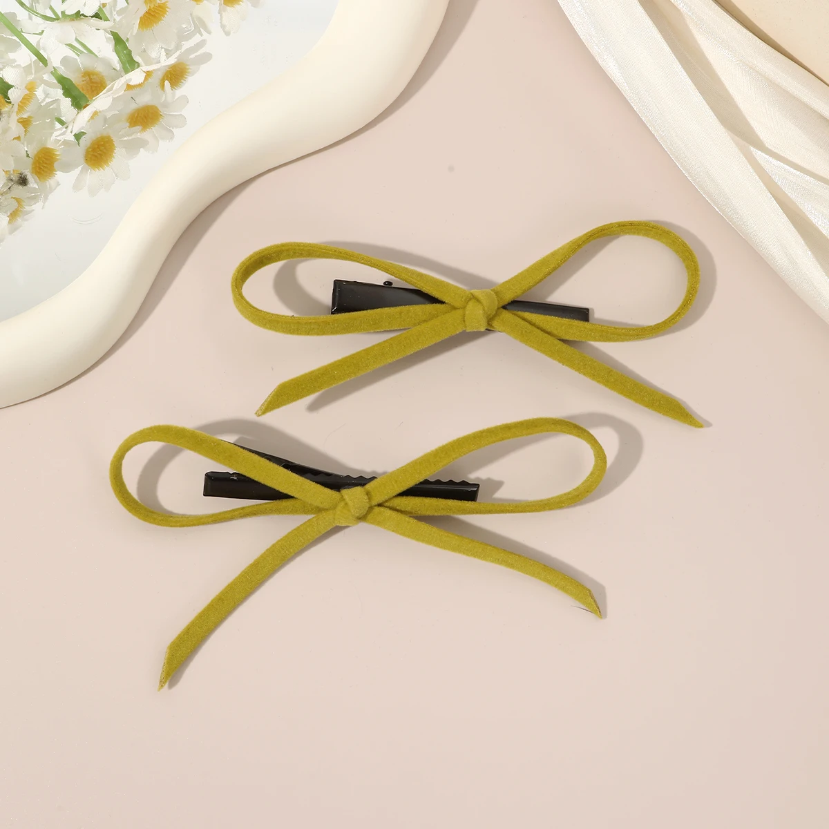 lot de 2 barrettes nœuds en velours rouge accessoire cheveux chic