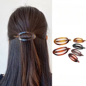 barrette ovale pour queue de cheval pince cheveux vintage écaillée