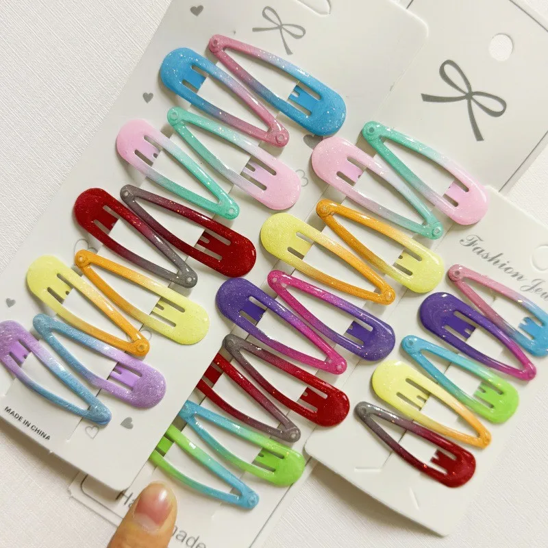 lot de 10 barrettes clic clac cheveux fille pinces dégradé de couleur