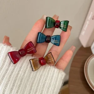 lot de 2 petites barrettes cheveux nœuds en résine idéal frange et mèches