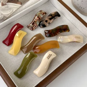 barrette cheveux en acétate ondulée pince écaille de tortue rétro