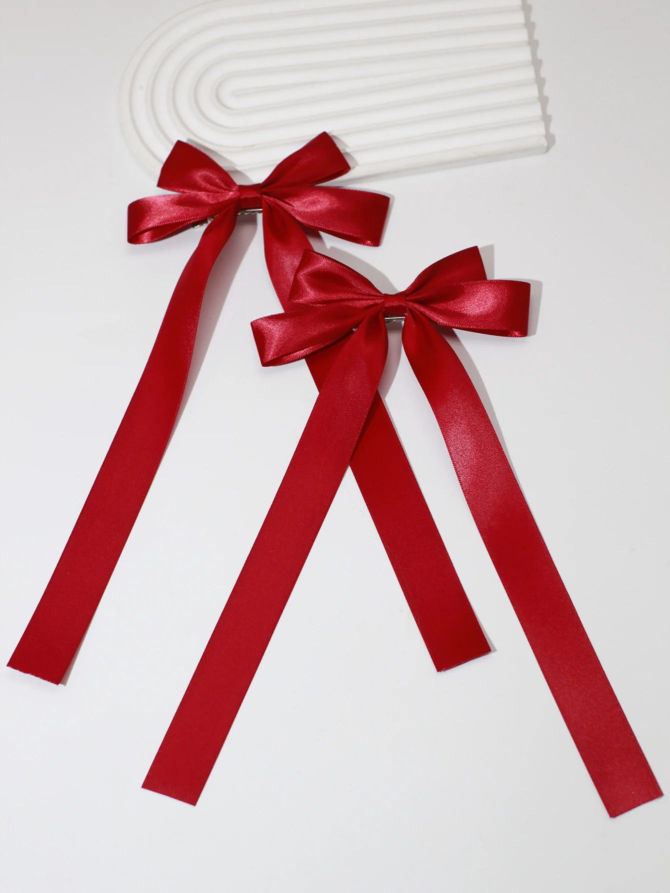 lot de 2 barrettes nœud en velours pinces à cheveux rubans longs