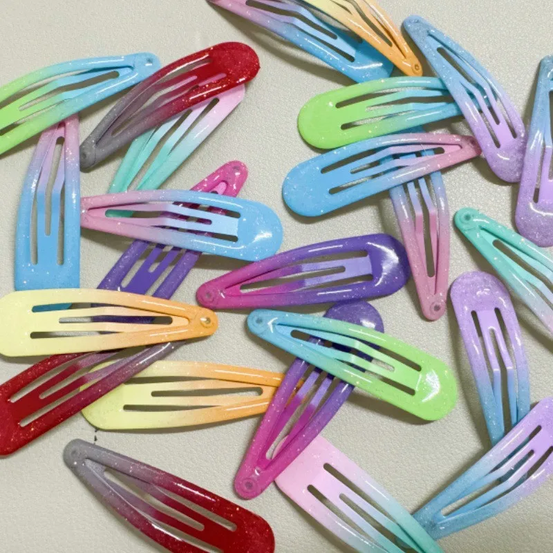lot de 10 barrettes clic clac cheveux fille pinces dégradé de couleur