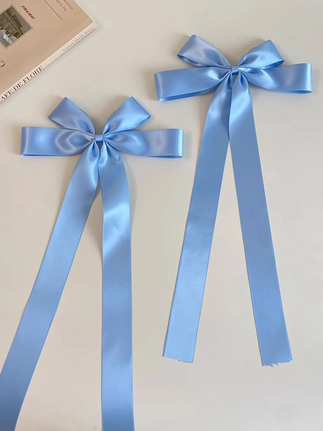 lot de 2 barrettes nœud en velours pinces à cheveux rubans longs