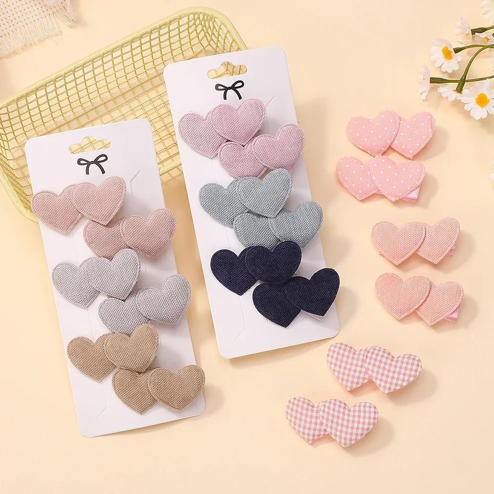 lot 6 barrettes cheveux fille pinces motif cœur