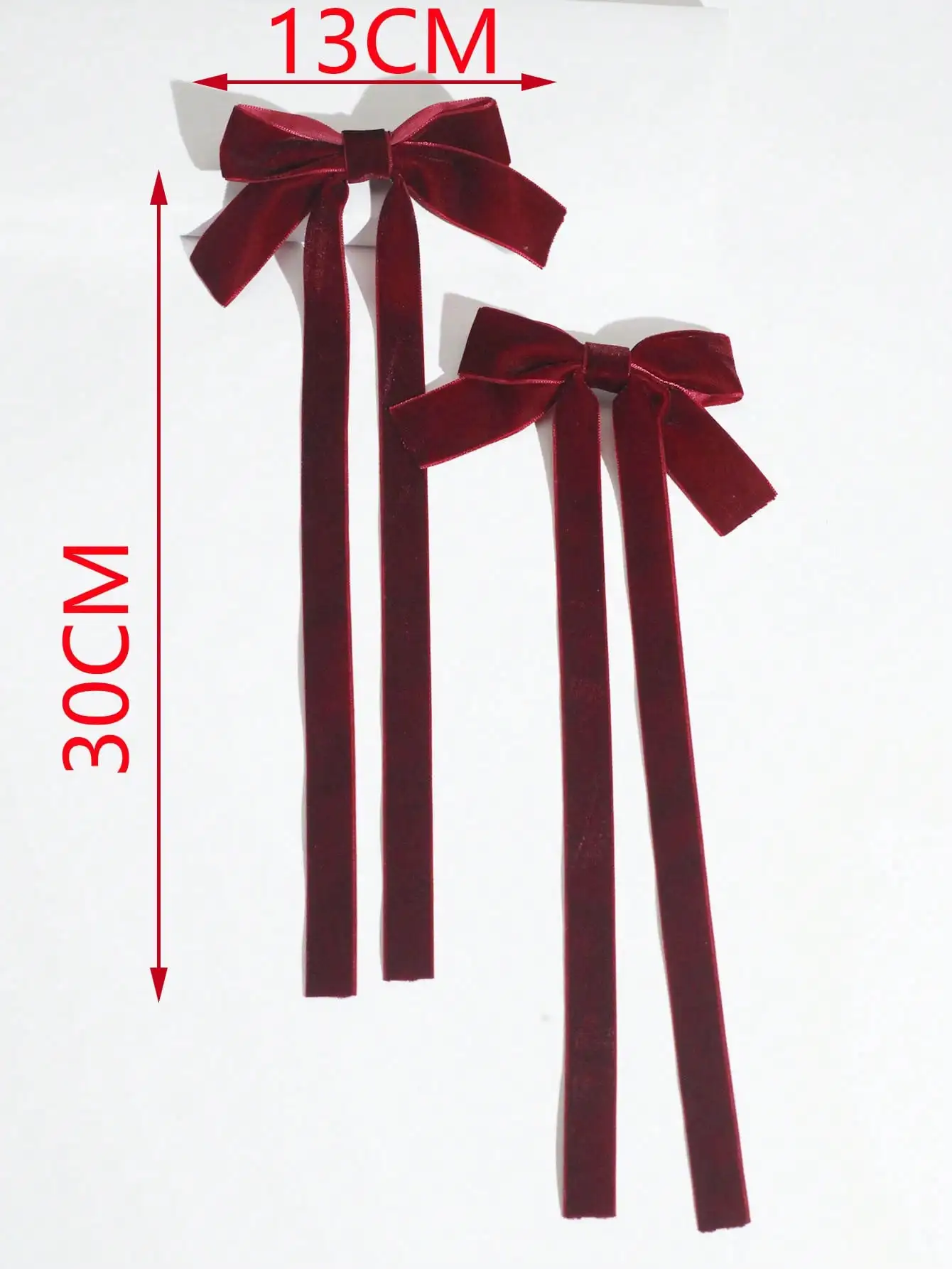 lot de 2 barrettes nœud en velours pinces à cheveux rubans longs