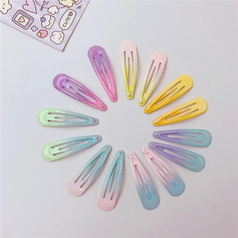 lot de 10 barrettes clic clac cheveux fille pinces dégradé de couleur