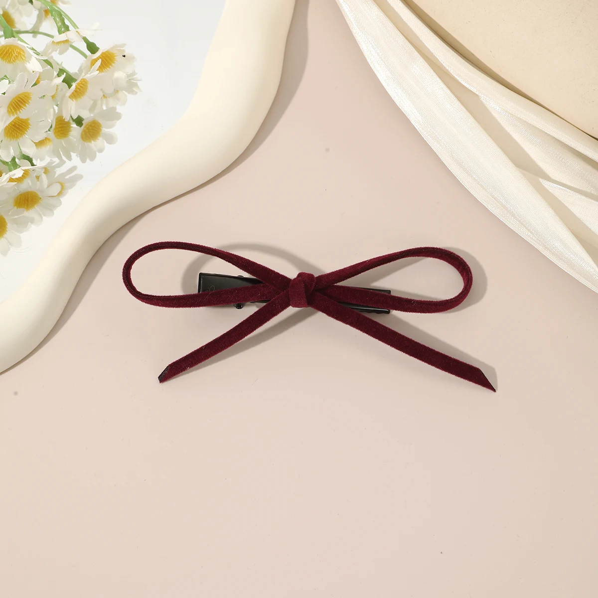 lot de 2 barrettes nœuds en velours rouge accessoire cheveux chic