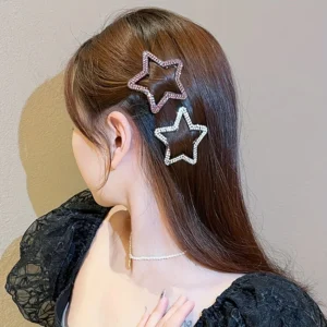 lot de 5 barrettes étoile en strass pinces cheveux clic clac y2k
