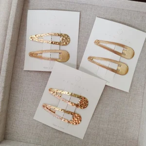lot de 2 barrettes clic clac en métal doré martelé pinces femme