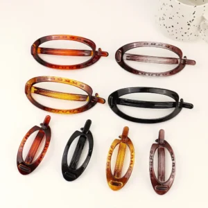 barrette ovale pour queue de cheval pince cheveux vintage écaillée