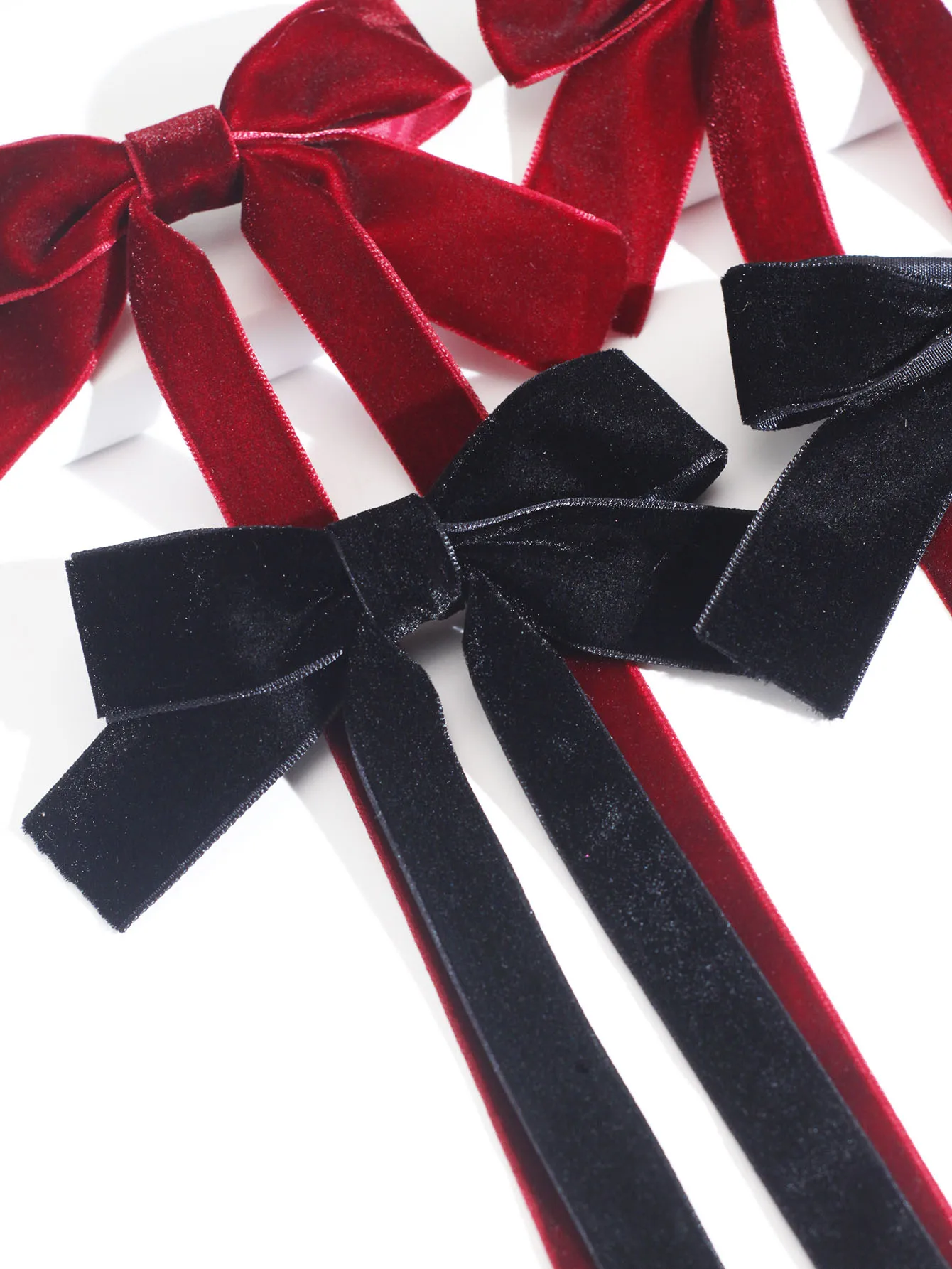 lot de 2 barrettes nœud en velours pinces à cheveux rubans longs