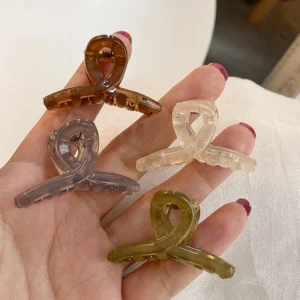 lot de 4 mini pinces crabe translucides design croisé demi queue
