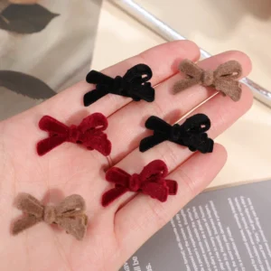 lot de 5 mini barrettes nœuds en velours rouge pinces cheveux fille