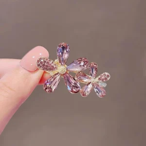 barrette fleur en cristaux et strass bijou de cheveux élégant