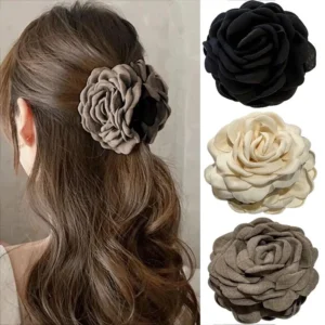pince à cheveux crabe fleur en tissu accessoire femme chic