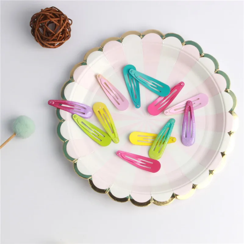 lot de 10 barrettes clic clac cheveux fille pinces dégradé de couleur