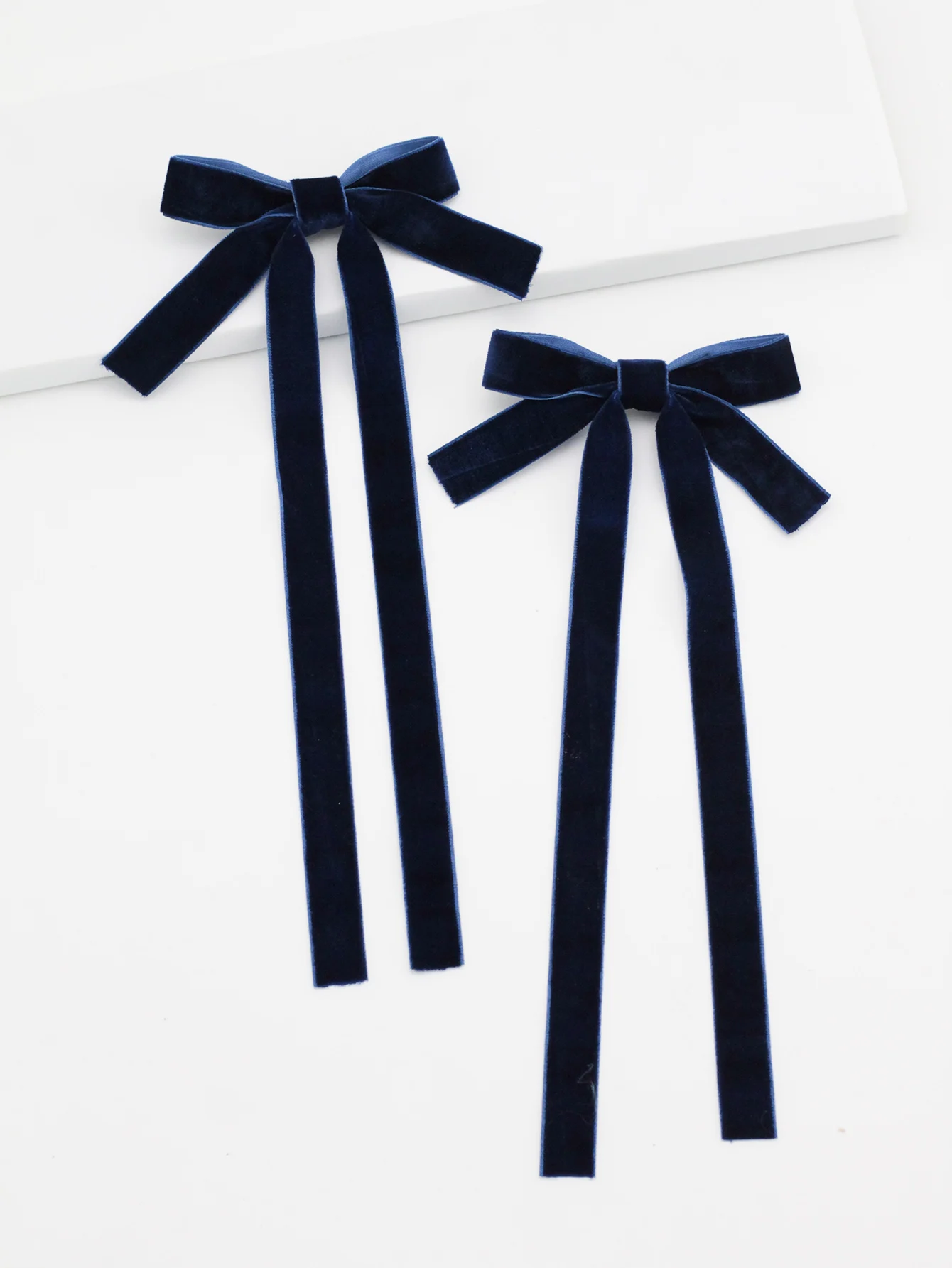 lot de 2 barrettes nœud en velours pinces à cheveux rubans longs