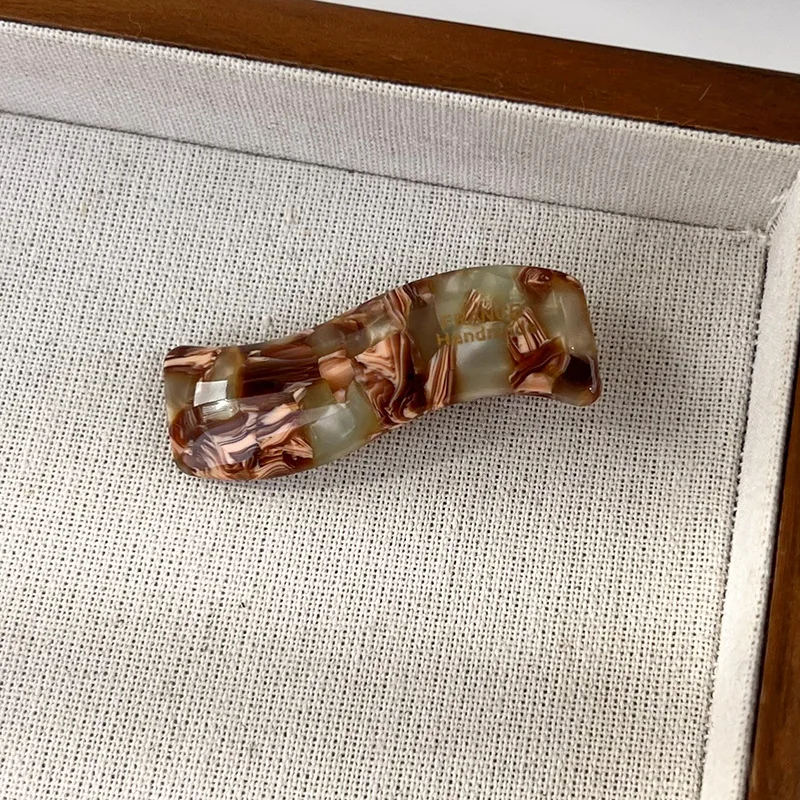 barrette cheveux en acétate ondulée pince écaille de tortue rétro