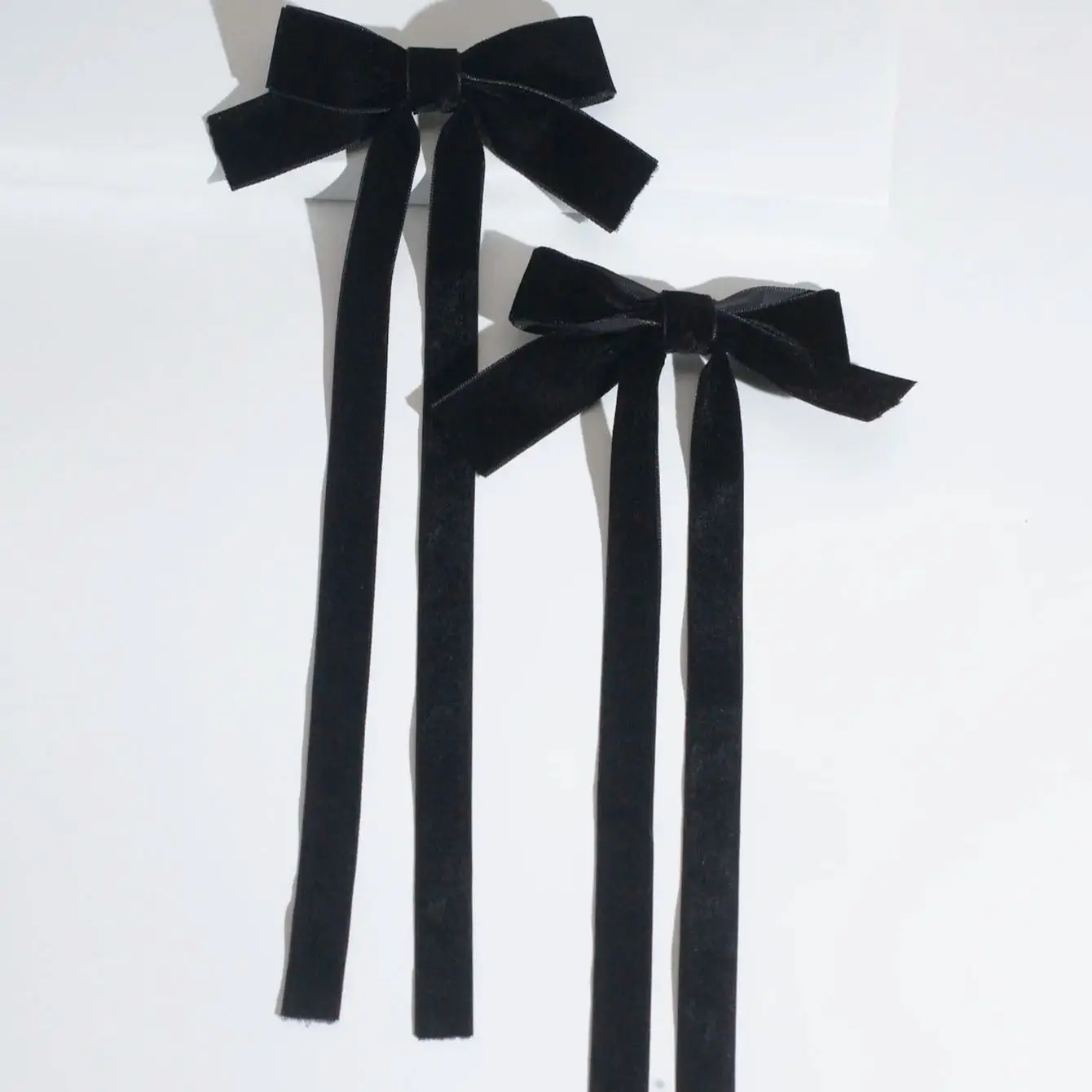 lot de 2 barrettes nœud en velours pinces à cheveux rubans longs