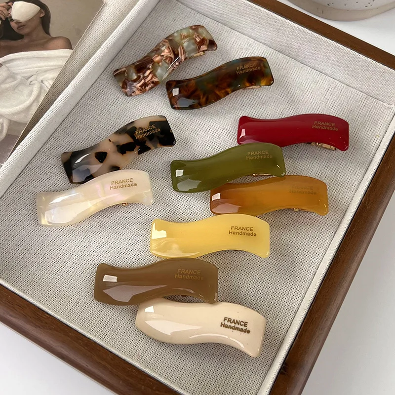 barrette cheveux en acétate ondulée pince écaille de tortue rétro